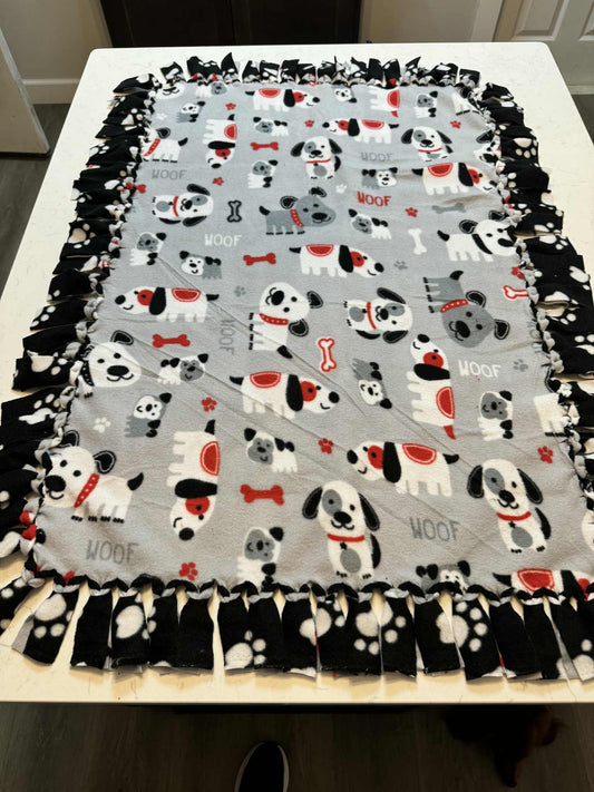 Grey dog with paw prints Blanket